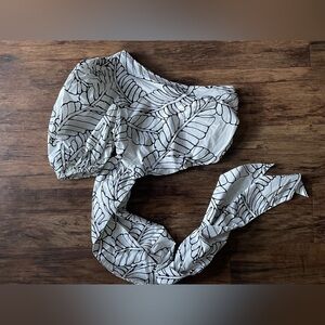 Leaf Print Women's Blouse - Black and White